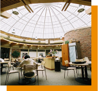 dining area with beautiful glass ceiling