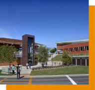 front view of campus buildings